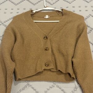 Garage Tan Ribbed Cardigan